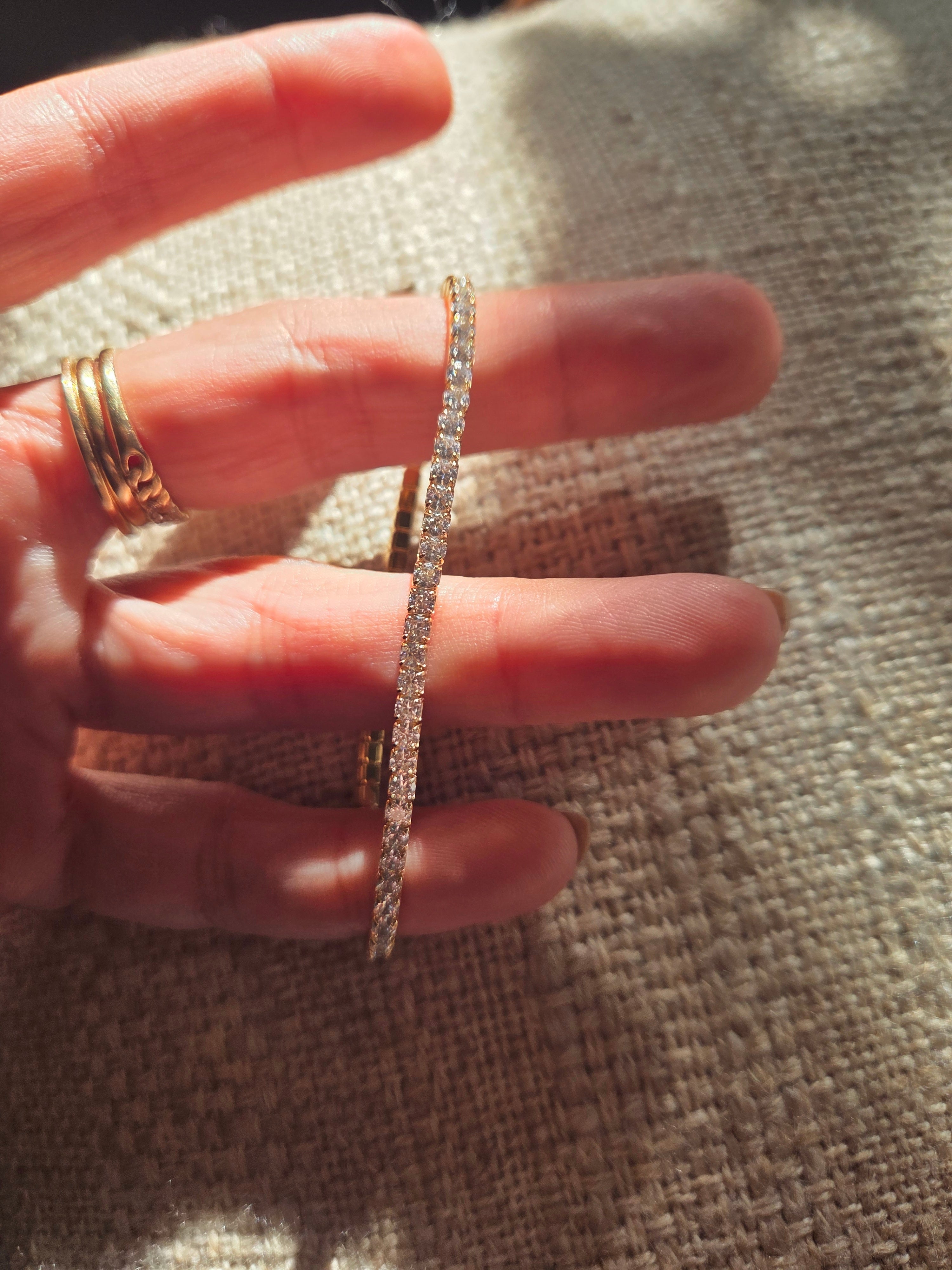 14K Gold Filled Moissanite Elastic Tennis Bracelet