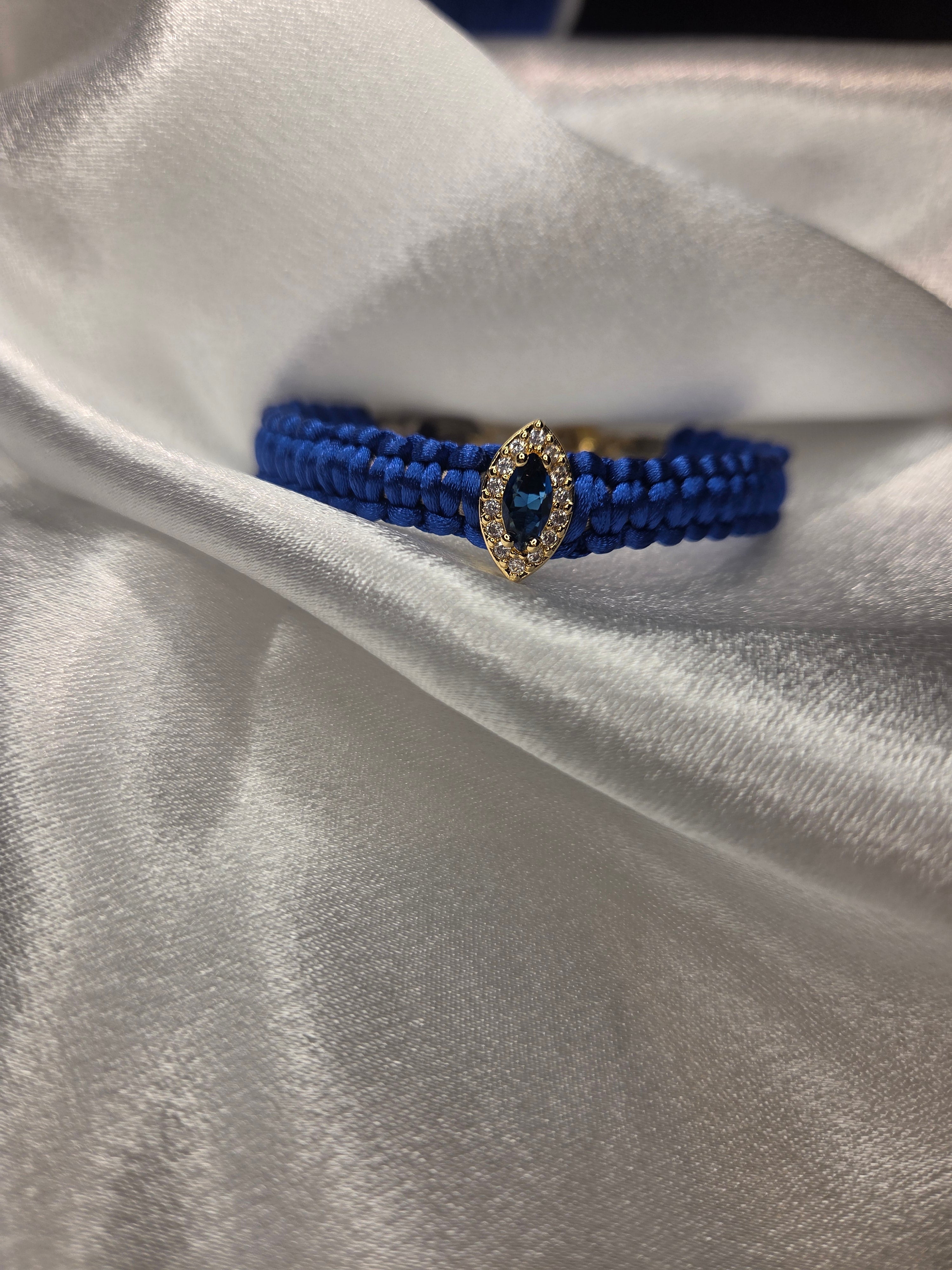 Nora Gold Filled Royal Blue Evil Eye Silk Bracelet