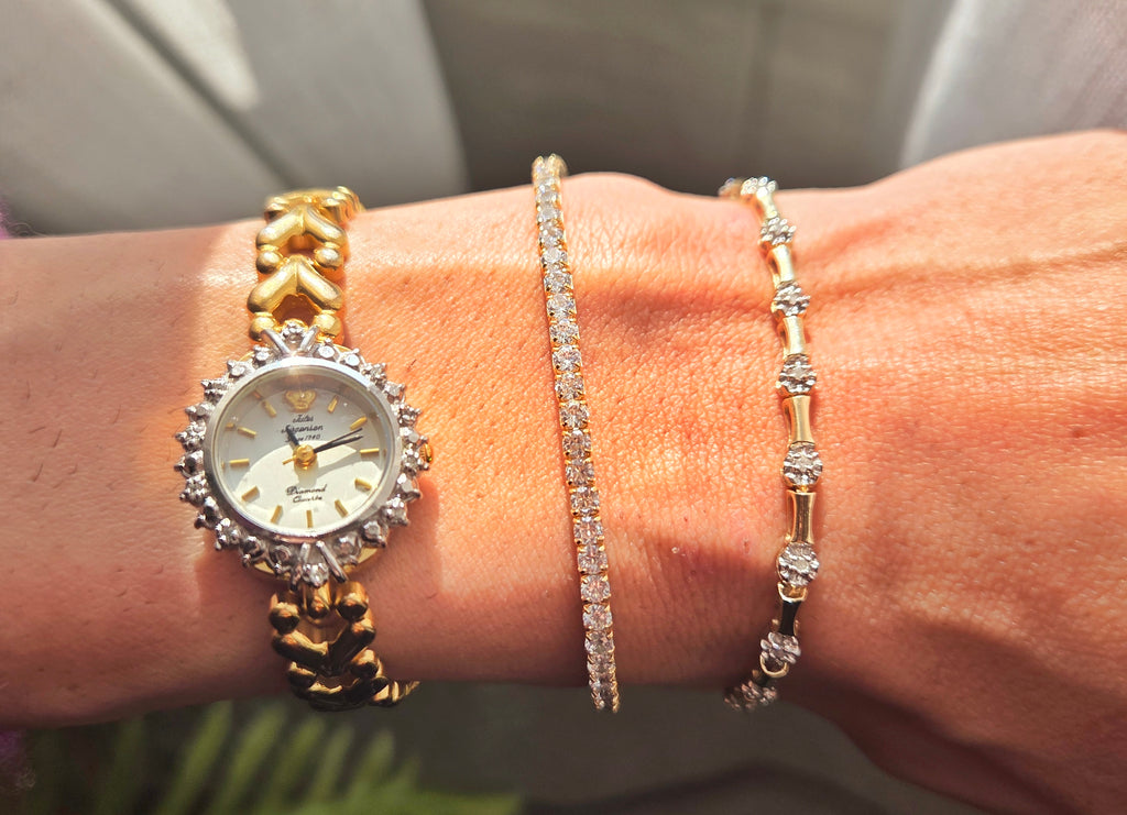 14K Gold Filled Moissanite Elastic Tennis Bracelet