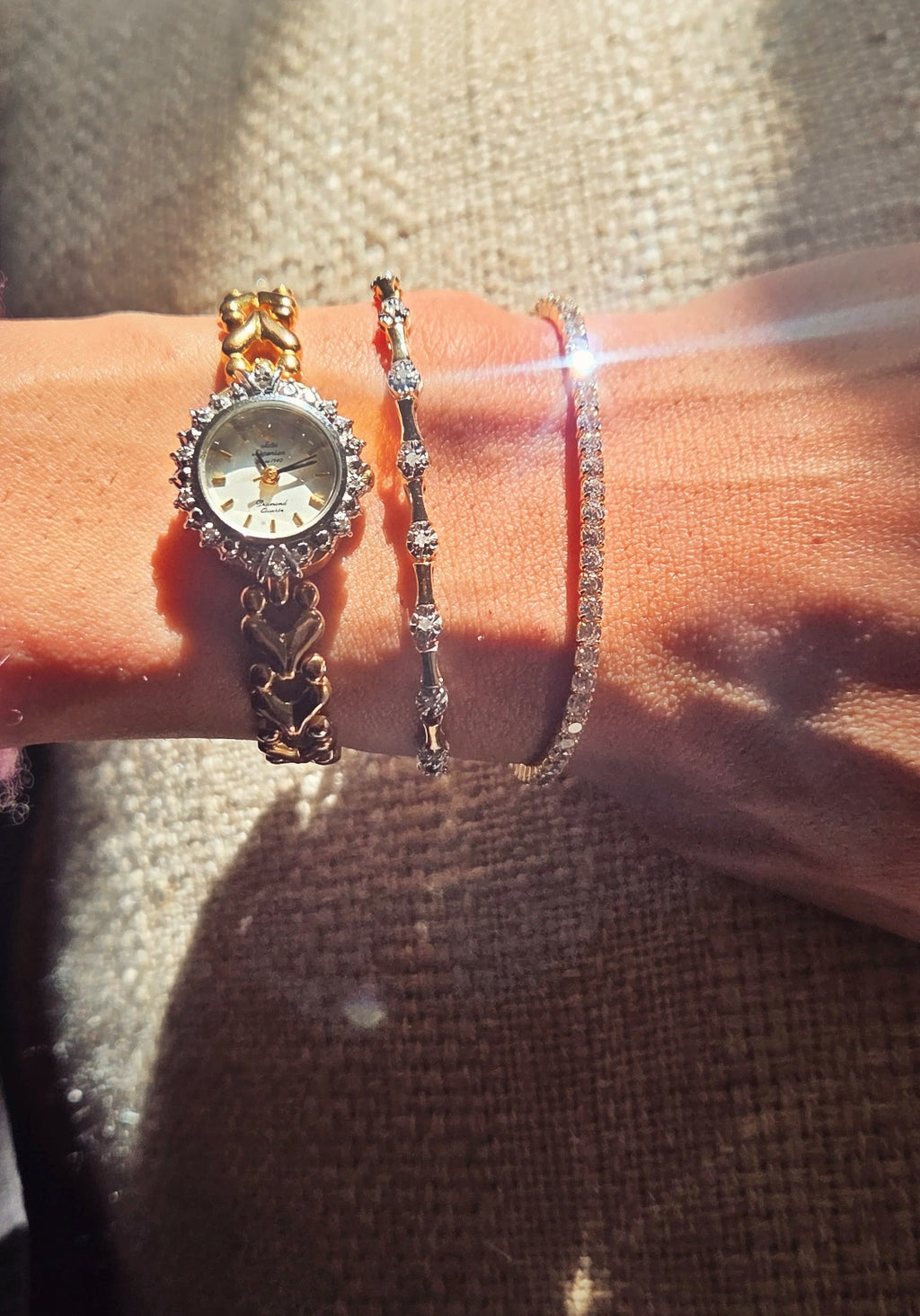 14K Gold Filled Moissanite Elastic Tennis Bracelet