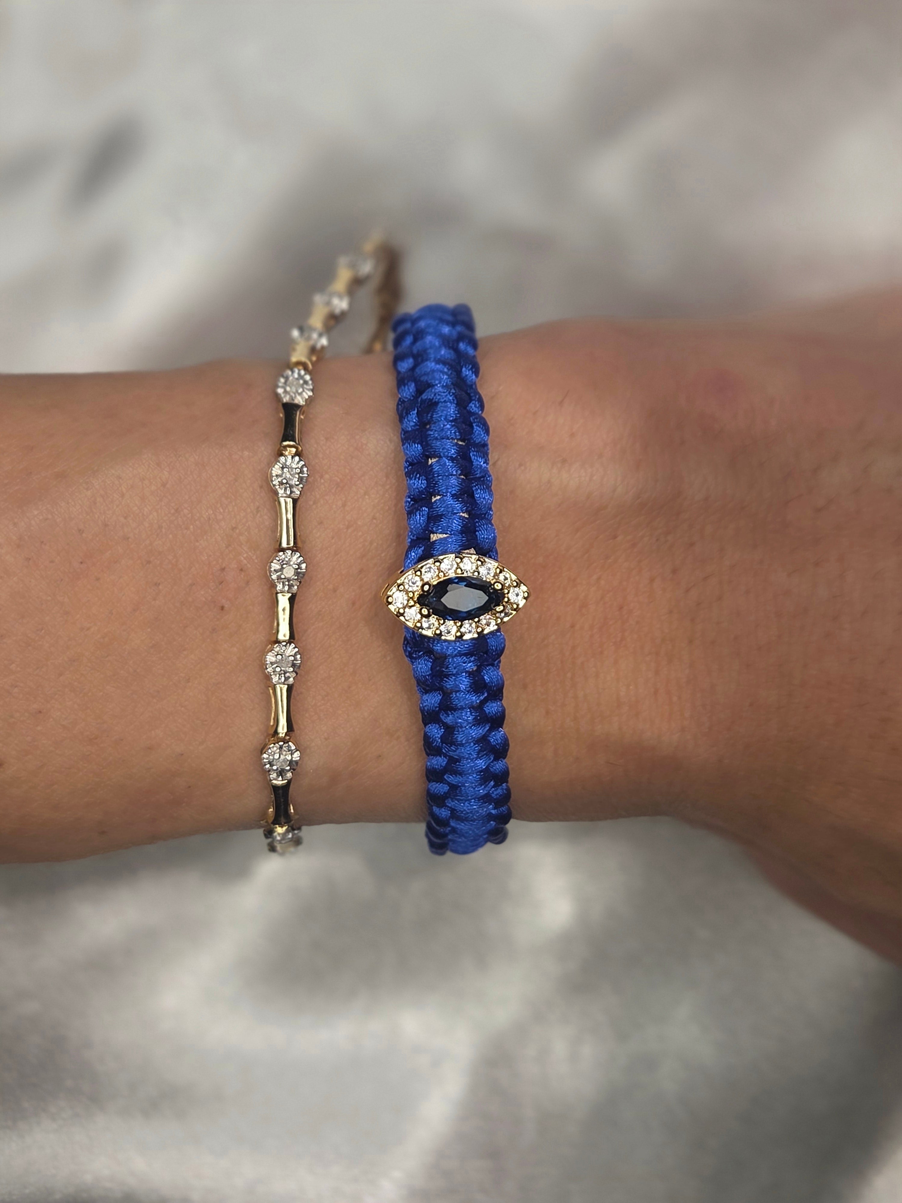 Nora Gold Filled Royal Blue Evil Eye Silk Bracelet