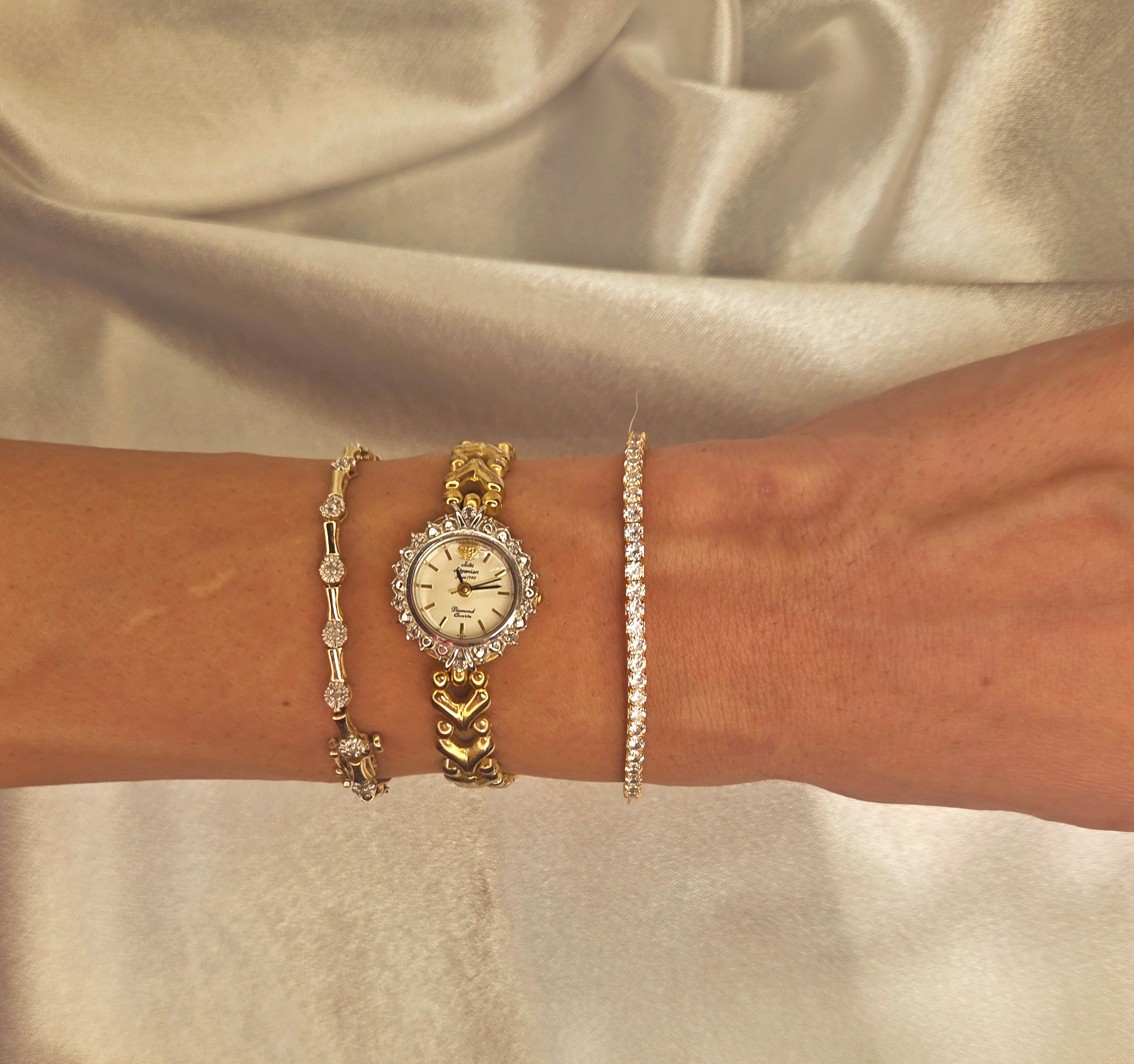 14K Gold Filled Moissanite Elastic Tennis Bracelet