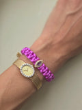 Nora Gold Filled Purple Evil Eye Silk Bracelet